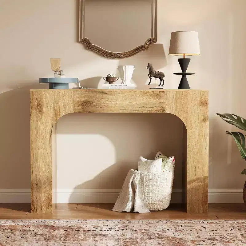 Tavolo Consolle Rustico, Tavolo da Ingresso Stretto in Legno Dietro il Divano, Mobile Stretto in Stile Rustico per Soggiorni, Ingressi e Appartamenti