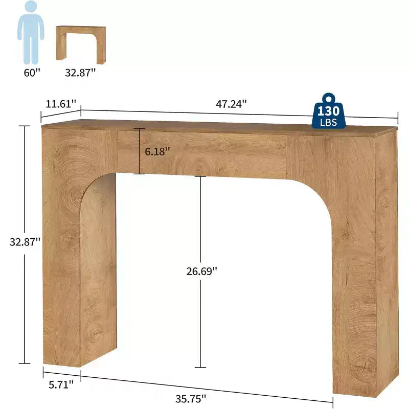 Tavolo Consolle Rustico, Tavolo da Ingresso Stretto in Legno Dietro il Divano, Mobile Stretto in Stile Rustico per Soggiorni, Ingressi e Appartamenti
