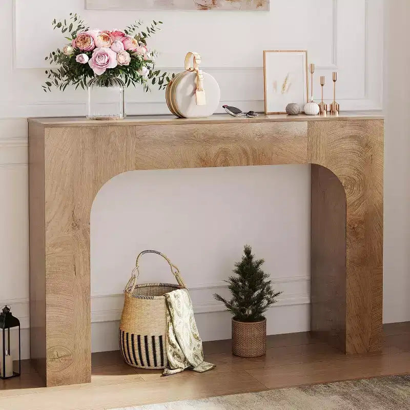 Farmhouse Console Table, Narrow Wood Entryway Table Behind Couch, Slim Rustic Hallway Furniture for Living Rooms, Foyers & Apartments