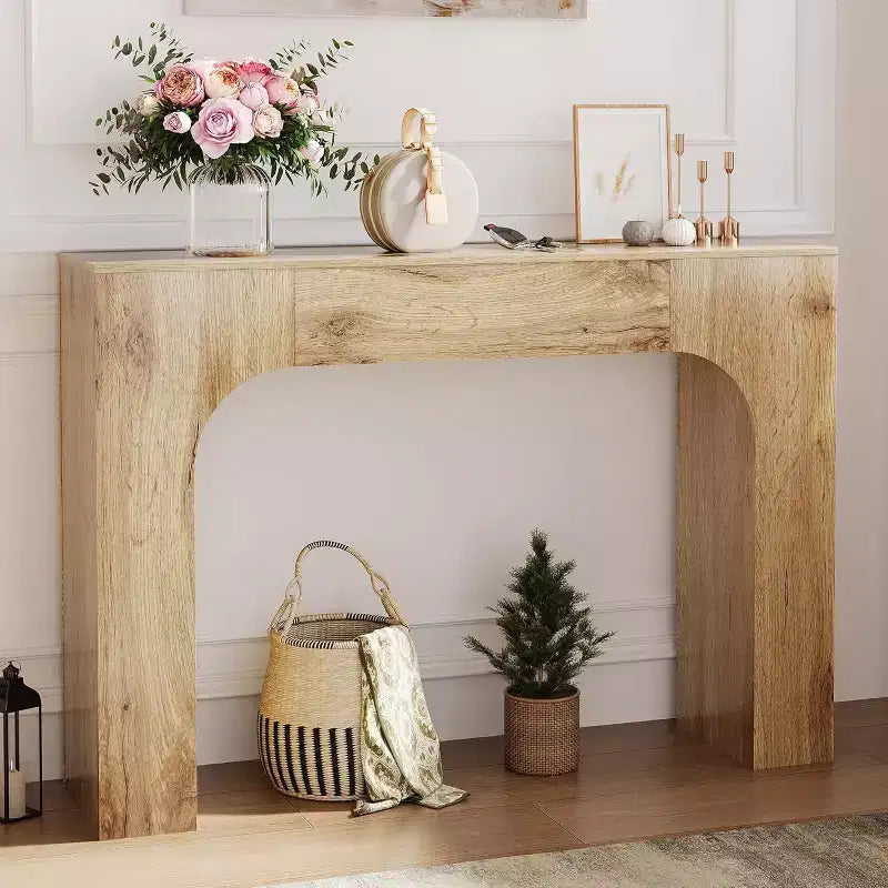 Farmhouse Console Table, Narrow Wood Entryway Table Behind Couch, Slim Rustic Hallway Furniture for Living Rooms, Foyers & Apartments