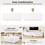 MAYEERTY 2-Piece Elegant TV Stand Coffee Table Set, White Arched Media Console for 80 TVs