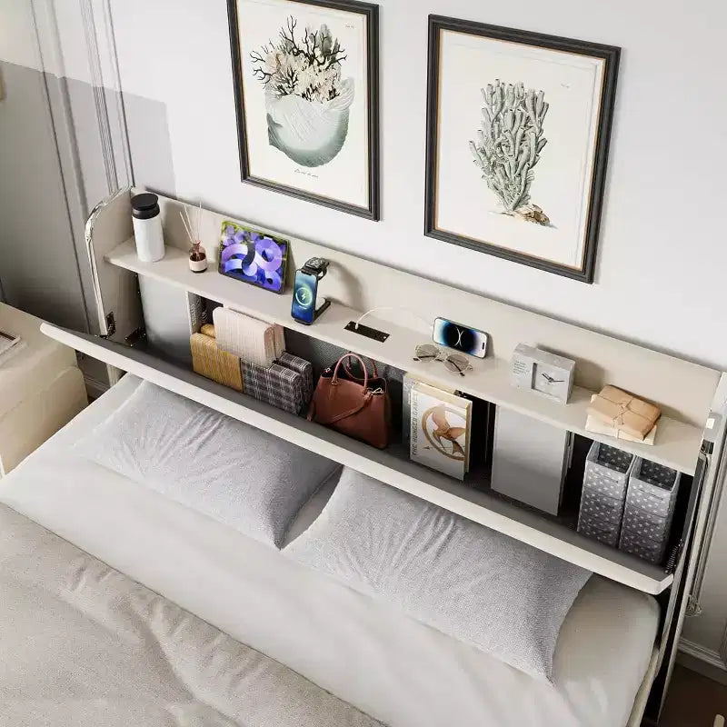 Full Size Bed Frame with Storage Headboard, Velvet Upholstered, Platform Bed Frame with 4 Drawers&Wooden Slat Support, Noise Free Design