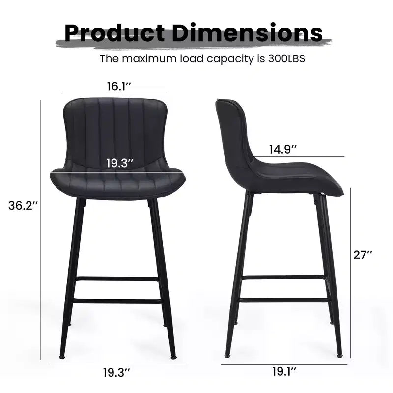 MAYEERTY Dining Chairs Set of 2 Faux Leather Metal Legs Kitchen & Dining Room Chairs for Dining Room Black