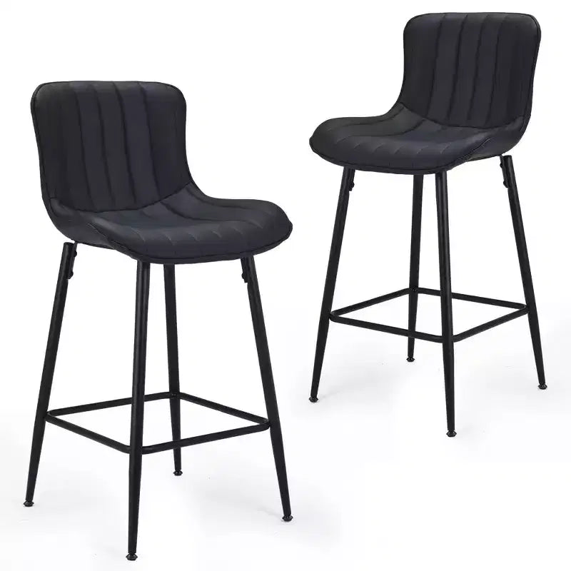 MAYEERTY Dining Chairs Set of 2 Faux Leather Metal Legs Kitchen & Dining Room Chairs for Dining Room Black