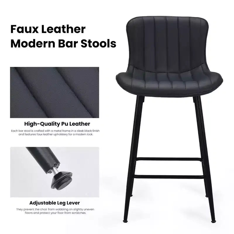 MAYEERTY Dining Chairs Set of 2 Faux Leather Metal Legs Kitchen & Dining Room Chairs for Dining Room Black