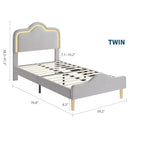 Twin/Full/Queen Princess Bed Frame with Adjustable Headboard & Velvet Upholstery - Kids Platform Bed