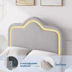 Twin/Full/Queen Princess Bed Frame with Adjustable Headboard & Velvet Upholstery - Kids Platform Bed