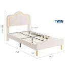 Twin/Full/Queen Princess Bed Frame with Adjustable Headboard & Velvet Upholstery - Kids Platform Bed