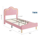 Twin/Full/Queen Princess Bed Frame with Adjustable Headboard & Velvet Upholstery - Kids Platform Bed