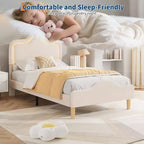 Twin/Full/Queen Princess Bed Frame with Adjustable Headboard & Velvet Upholstery - Kids Platform Bed
