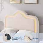 Twin/Full/Queen Princess Bed Frame with Adjustable Headboard & Velvet Upholstery - Kids Platform Bed