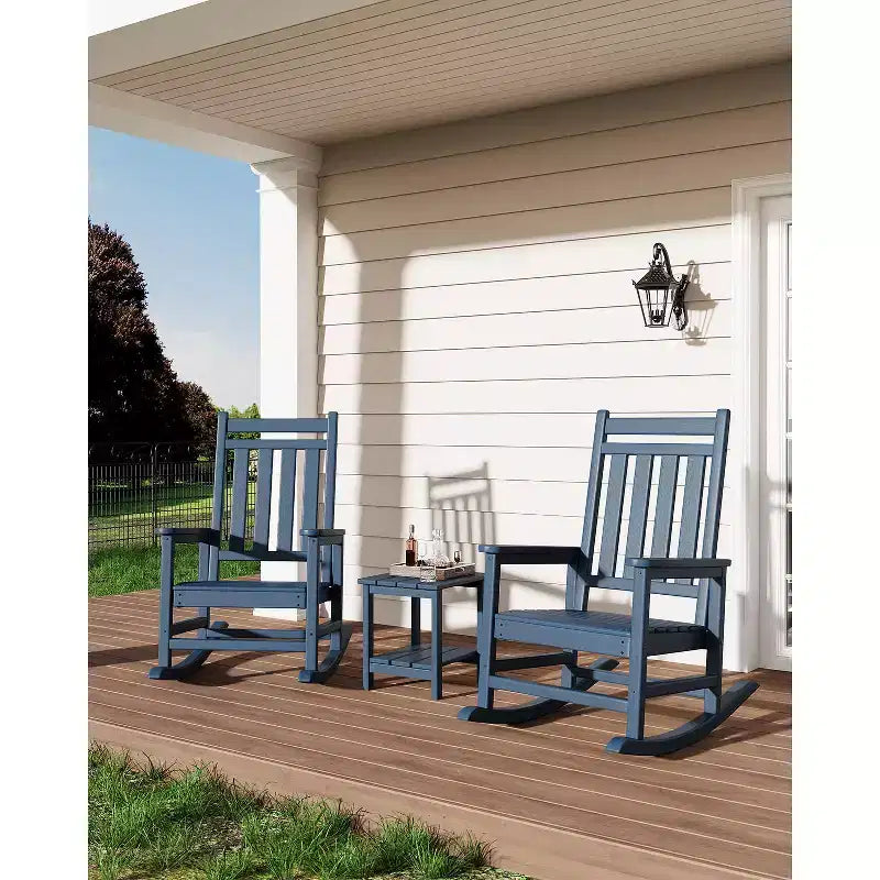 Outdoor Side Table 2-Tier, 18 in HDPE All Weather Resistant Patio Side Tables for Outside, End Table for Patio Pool Deck Indoor Backyard, White-2Pcs