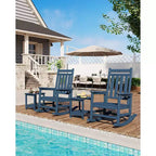 Outdoor Side Table 2-Tier, 18 in HDPE All Weather Resistant Patio Side Tables for Outside, End Table for Patio Pool Deck Indoor Backyard, White-2Pcs