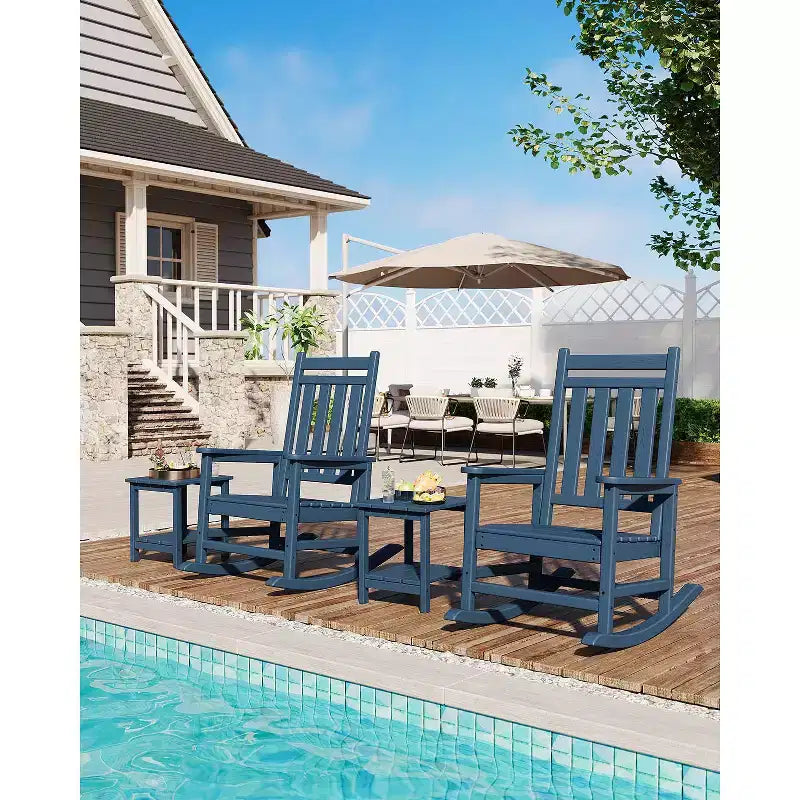 Outdoor Side Table 2-Tier, 18 in HDPE All Weather Resistant Patio Side Tables for Outside, End Table for Patio Pool Deck Indoor Backyard, White-2Pcs