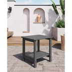 Outdoor Side Table 2-Tier, 18 in HDPE All Weather Resistant Patio Side Tables for Outside, End Table for Patio Pool Deck Indoor Backyard, White-2Pcs