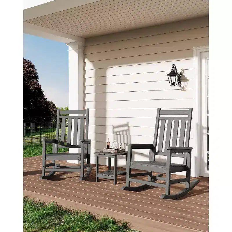 Outdoor Side Table 2-Tier, 18 in HDPE All Weather Resistant Patio Side Tables for Outside, End Table for Patio Pool Deck Indoor Backyard, White-2Pcs