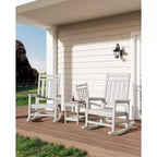 Outdoor Side Table 2-Tier, 18 in HDPE All Weather Resistant Patio Side Tables for Outside, End Table for Patio Pool Deck Indoor Backyard, White-2Pcs