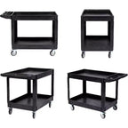 Carrello portautensili resistente a 2 ripiani, capacità 250 kg, ruote girevoli a 360° con freno per magazzino, garage, cucina, 116 x 65 cm