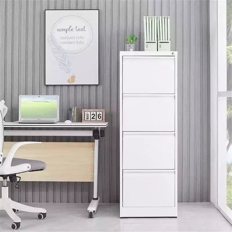 COZONY Cassettiera Portadocumenti a 4 Cassetti con Serratura, Armadietto Verticale per Ufficio Domestico, Armadio Contenitore in Acciaio Metallico per Documenti Formato Legale, Montaggio Richiesto