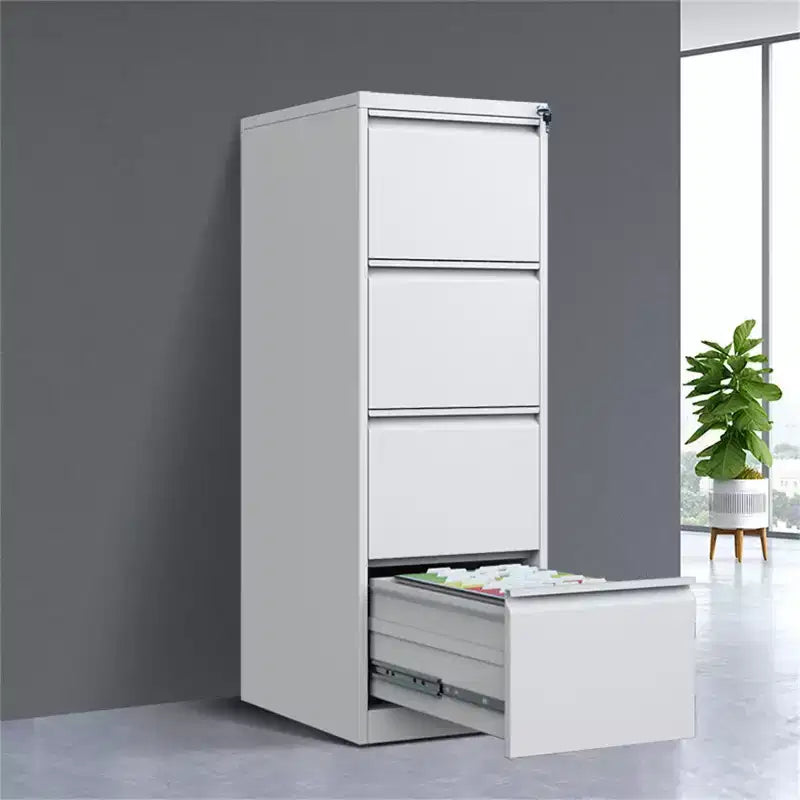COZONY Cassettiera Portadocumenti a 4 Cassetti con Serratura, Armadietto Verticale per Ufficio Domestico, Armadio Contenitore in Acciaio Metallico per Documenti Formato Legale, Montaggio Richiesto
