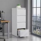 COZONY Cassettiera Portadocumenti a 4 Cassetti con Serratura, Armadietto Verticale per Ufficio Domestico, Armadio Contenitore in Acciaio Metallico per Documenti Formato Legale, Montaggio Richiesto