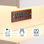 COZONY Modern Nightstand w/ App-Controlled LED Light, U-Shape Open Shelf, Bedside Table w/ Charging Station, 3 Drawer End Table w/ USB Port & Outlet