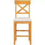 Farmhouse 5 Pieces Counter Height Dining Set for 4, Wooden Bar Table Set with Storage Shelves and 4 Upholstered Chairs