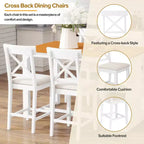 Farmhouse 5 Pieces Counter Height Dining Set for 4, Wooden Bar Table Set with Storage Shelves and 4 Upholstered Chairs