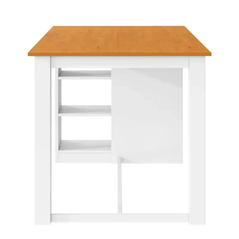 Farmhouse 5 Pieces Counter Height Dining Set for 4, Wooden Bar Table Set with Storage Shelves and 4 Upholstered Chairs