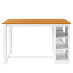 Farmhouse 5 Pieces Counter Height Dining Set for 4, Wooden Bar Table Set with Storage Shelves and 4 Upholstered Chairs