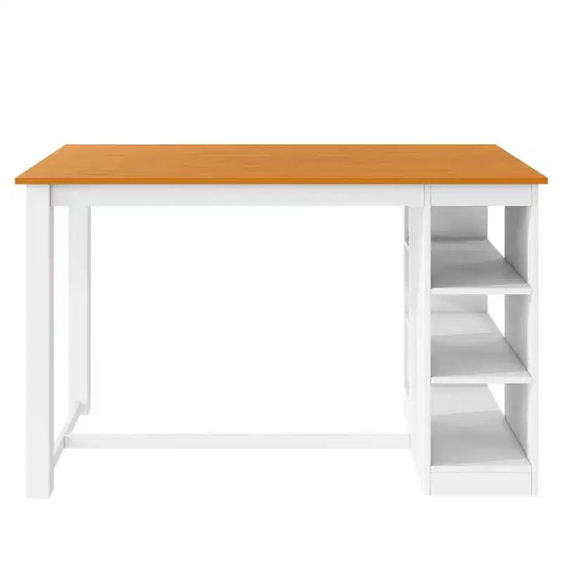 Farmhouse 5 Pieces Counter Height Dining Set for 4, Wooden Bar Table Set with Storage Shelves and 4 Upholstered Chairs