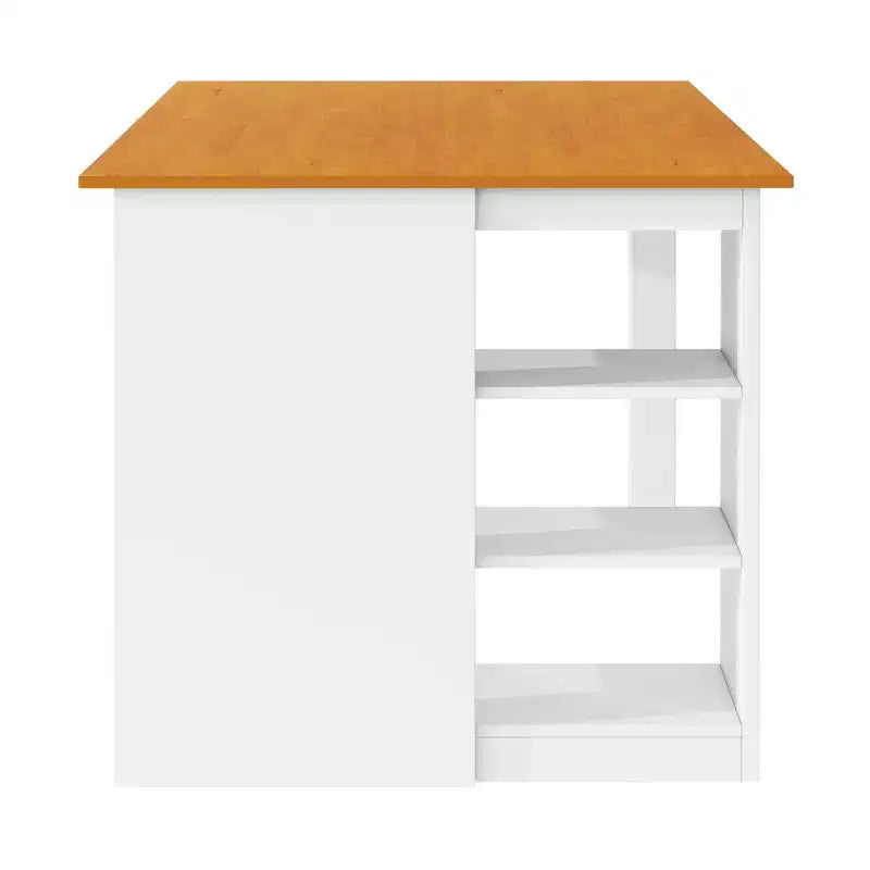 Farmhouse 5 Pieces Counter Height Dining Set for 4, Wooden Bar Table Set with Storage Shelves and 4 Upholstered Chairs