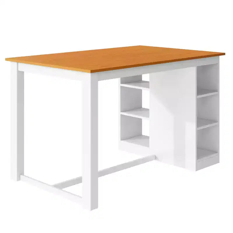 Farmhouse 5 Pieces Counter Height Dining Set for 4, Wooden Bar Table Set with Storage Shelves and 4 Upholstered Chairs