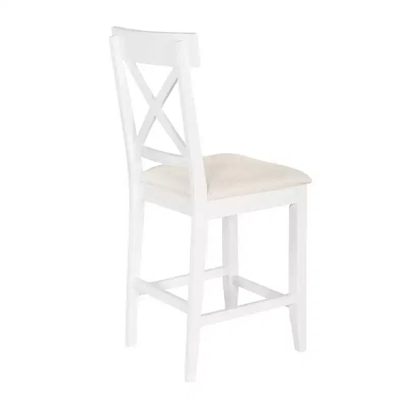 Farmhouse 5 Pieces Counter Height Dining Set for 4, Wooden Bar Table Set with Storage Shelves and 4 Upholstered Chairs