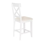 Farmhouse 5 Pieces Counter Height Dining Set for 4, Wooden Bar Table Set with Storage Shelves and 4 Upholstered Chairs