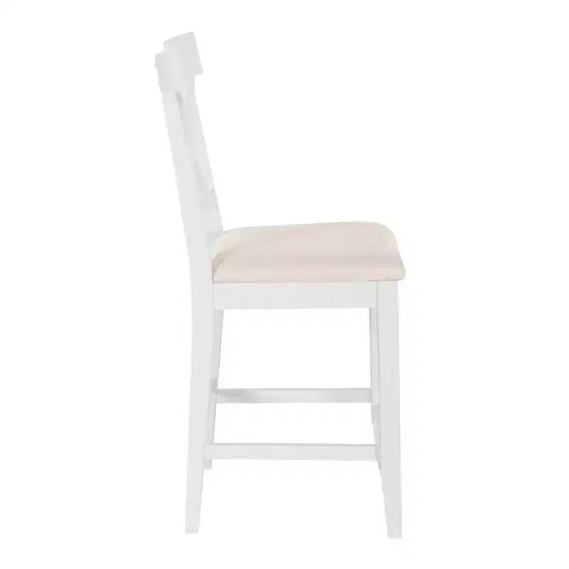 Farmhouse 5 Pieces Counter Height Dining Set for 4, Wooden Bar Table Set with Storage Shelves and 4 Upholstered Chairs