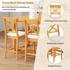 Farmhouse 5 Pieces Counter Height Dining Set for 4, Wooden Bar Table Set with Storage Shelves and 4 Upholstered Chairs
