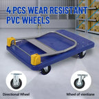 Heavy-Duty Folding Platform Truck Cart, 48 x 24 Flatbed Steel Dolly with Rubber Wheels, 2000 lb Capacity for Warehouse, Office & Workshop