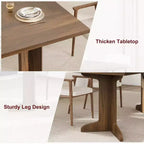 71-inch Dining Table for 6-8, Farmhouse Kitchen Table w/Large Tabletop, Rectangular Dinner Eating Table for Dining Room, Living Room