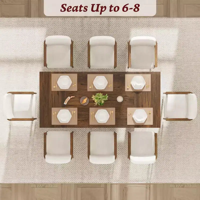 71-inch Dining Table for 6-8, Farmhouse Kitchen Table w/Large Tabletop, Rectangular Dinner Eating Table for Dining Room, Living Room