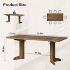 71-inch Dining Table for 6-8, Farmhouse Kitchen Table w/Large Tabletop, Rectangular Dinner Eating Table for Dining Room, Living Room