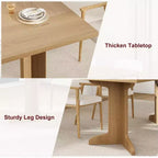71-inch Dining Table for 6-8, Farmhouse Kitchen Table w/Large Tabletop, Rectangular Dinner Eating Table for Dining Room, Living Room