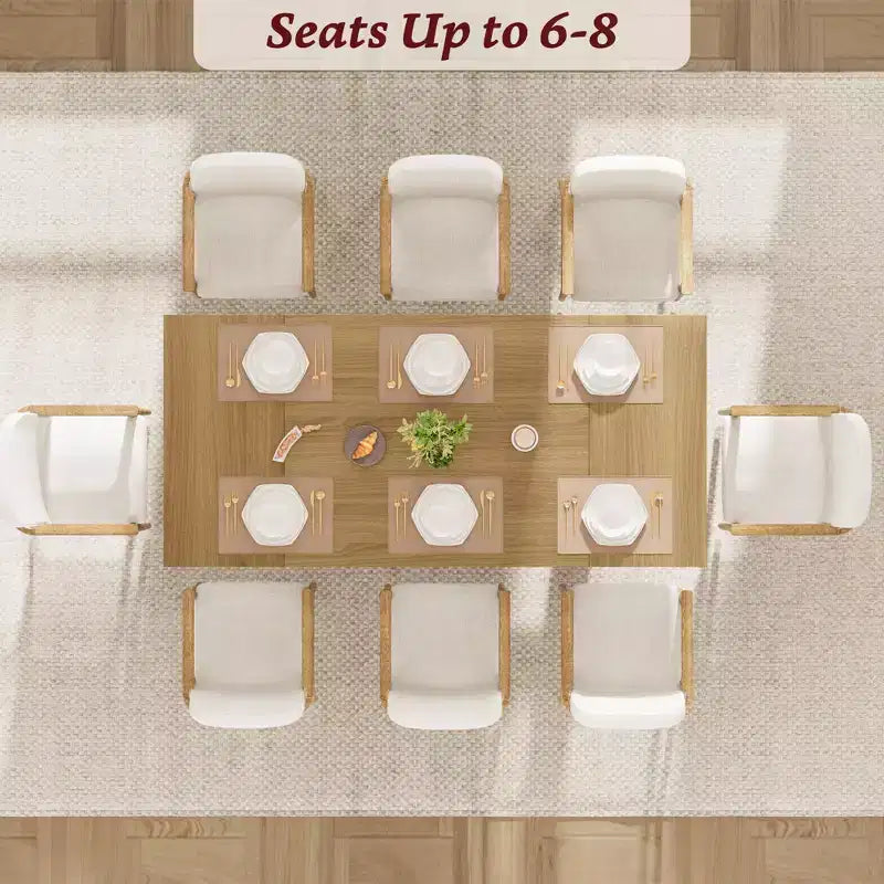 71-inch Dining Table for 6-8, Farmhouse Kitchen Table w/Large Tabletop, Rectangular Dinner Eating Table for Dining Room, Living Room