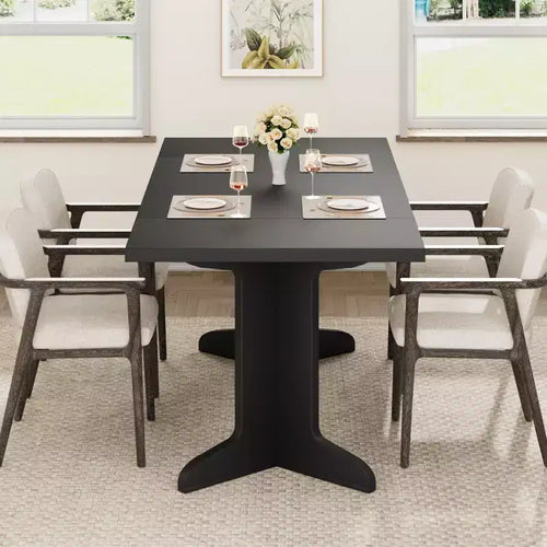 71-inch Dining Table for 6-8, Farmhouse Kitchen Table w/Large Tabletop, Rectangular Dinner Eating Table for Dining Room, Living Room