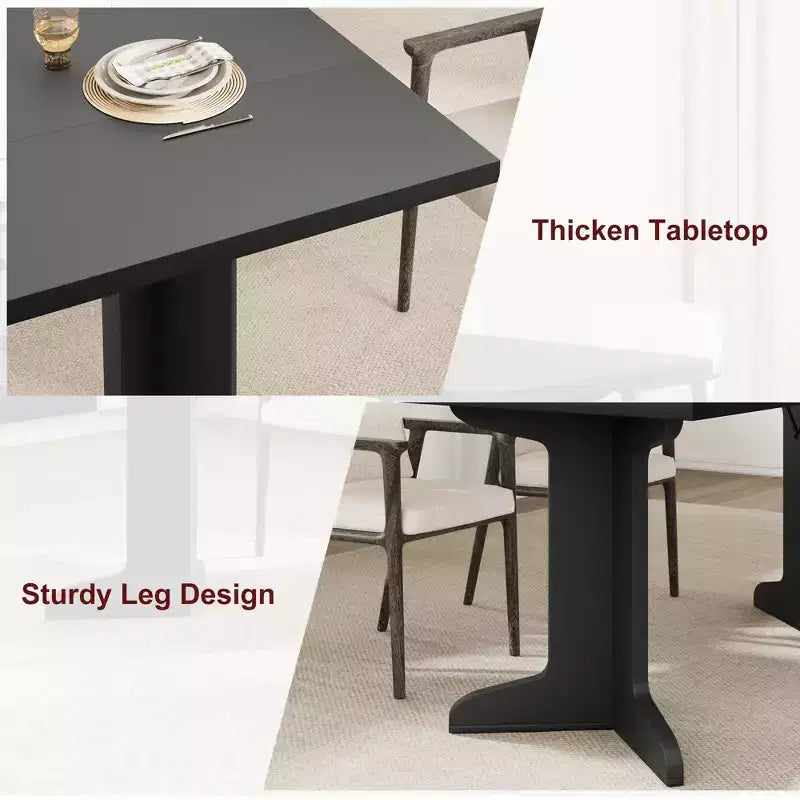 71-inch Dining Table for 6-8, Farmhouse Kitchen Table w/Large Tabletop, Rectangular Dinner Eating Table for Dining Room, Living Room