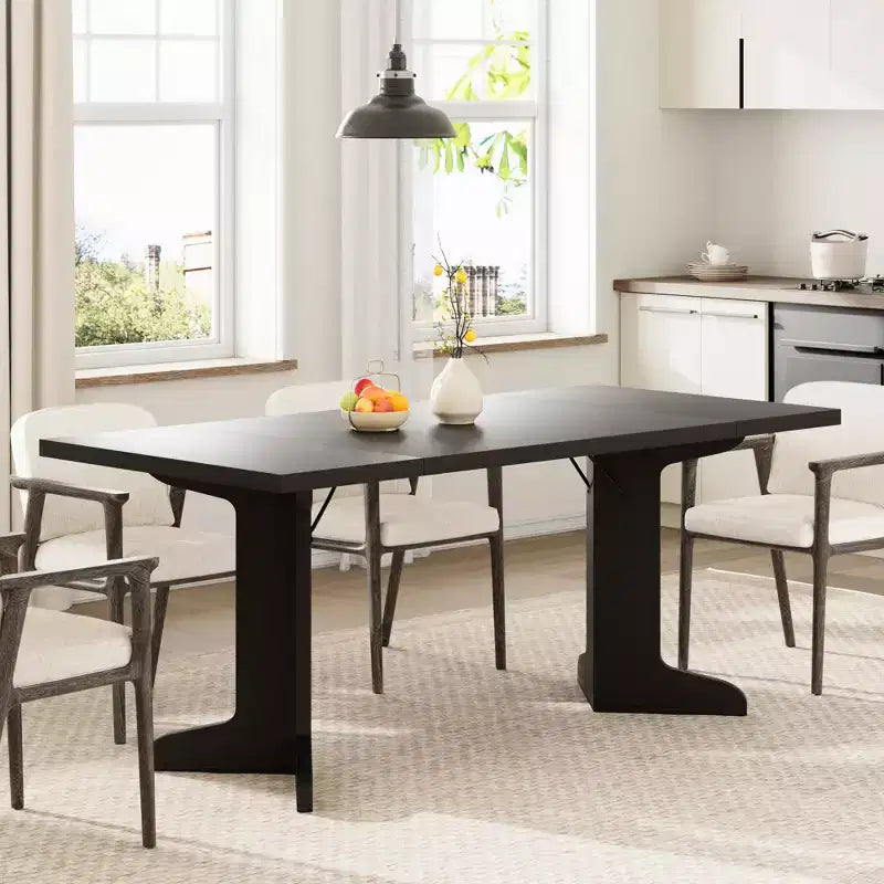 71-inch Dining Table for 6-8, Farmhouse Kitchen Table w/Large Tabletop, Rectangular Dinner Eating Table for Dining Room, Living Room