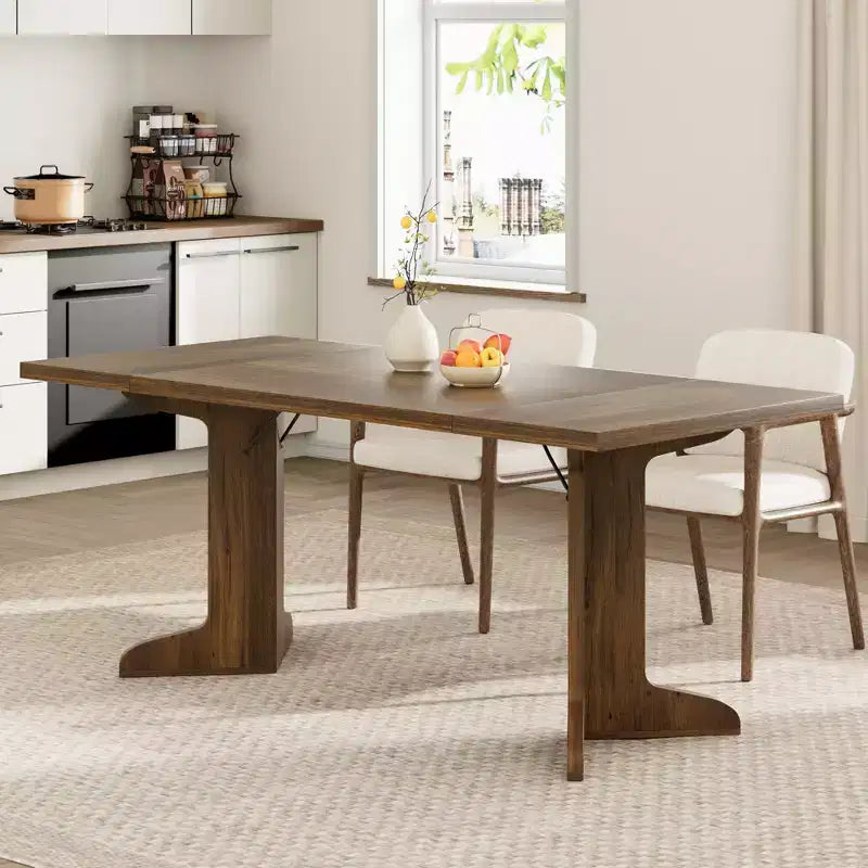 71-inch Dining Table for 6-8, Farmhouse Kitchen Table w/Large Tabletop, Rectangular Dinner Eating Table for Dining Room, Living Room