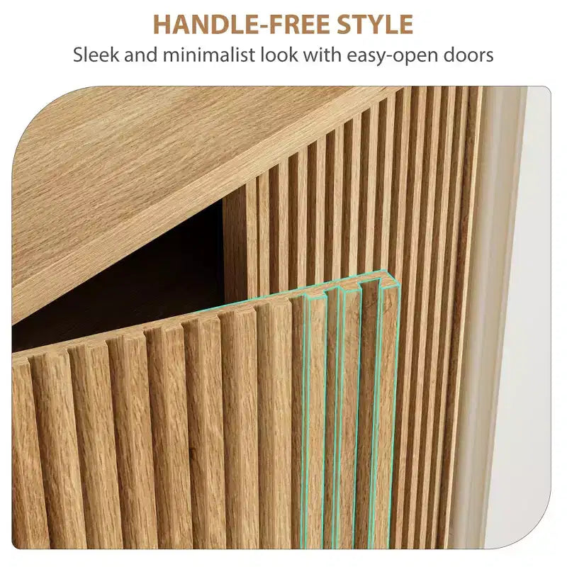 41.5 Rustic Fluted Door Shoe Cabinet - 5-Tier Entryway Bench with 4 Adjustable Shelves for Hallway & Foyer Storage