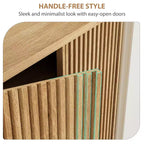 41.5 Rustic Fluted Door Shoe Cabinet - 5-Tier Entryway Bench with 4 Adjustable Shelves for Hallway & Foyer Storage