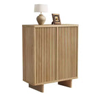 41.5 Rustic Fluted Door Shoe Cabinet - 5-Tier Entryway Bench with 4 Adjustable Shelves for Hallway & Foyer Storage